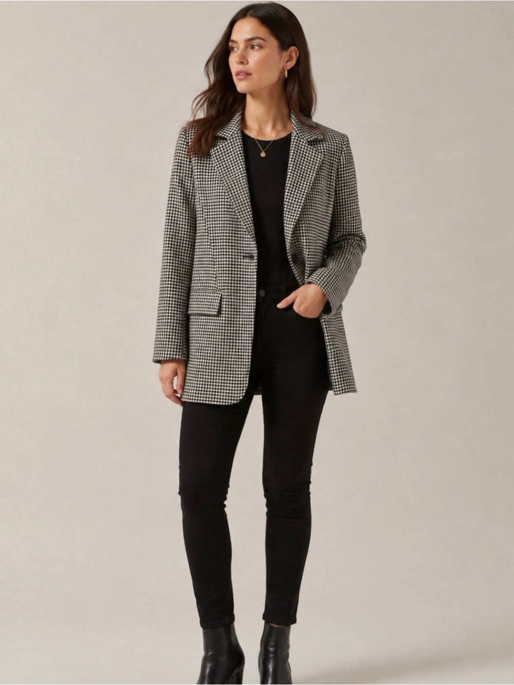 ONLY Tailoring NWT Oversized Houndstooth Longline Blazer Size 6